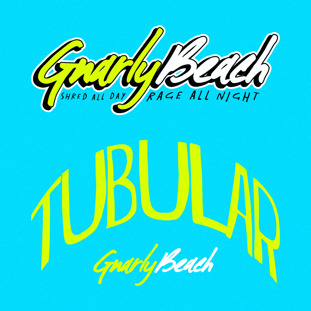 gnarly beach, lifestyle brands, fanny pack, neon, beach wear, festival clothing, party pack, beach wear, california clothing, brand mark, gnarly beach logo, tubular hat,