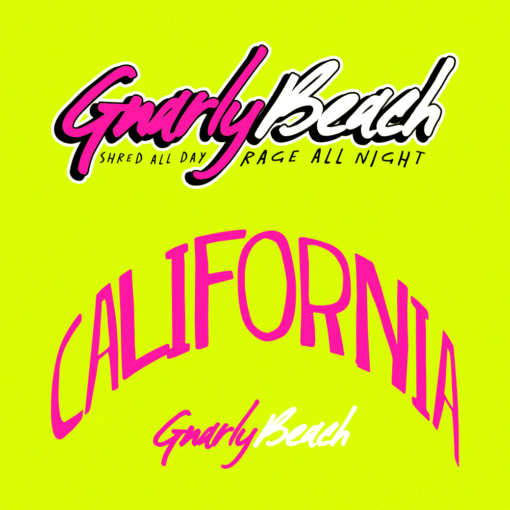gnarly beach, lifestyle brands, fanny pack, neon, beach wear, festival clothing, party pack, beach wear, california clothing, brand mark, gnarly beach logo, california hat,