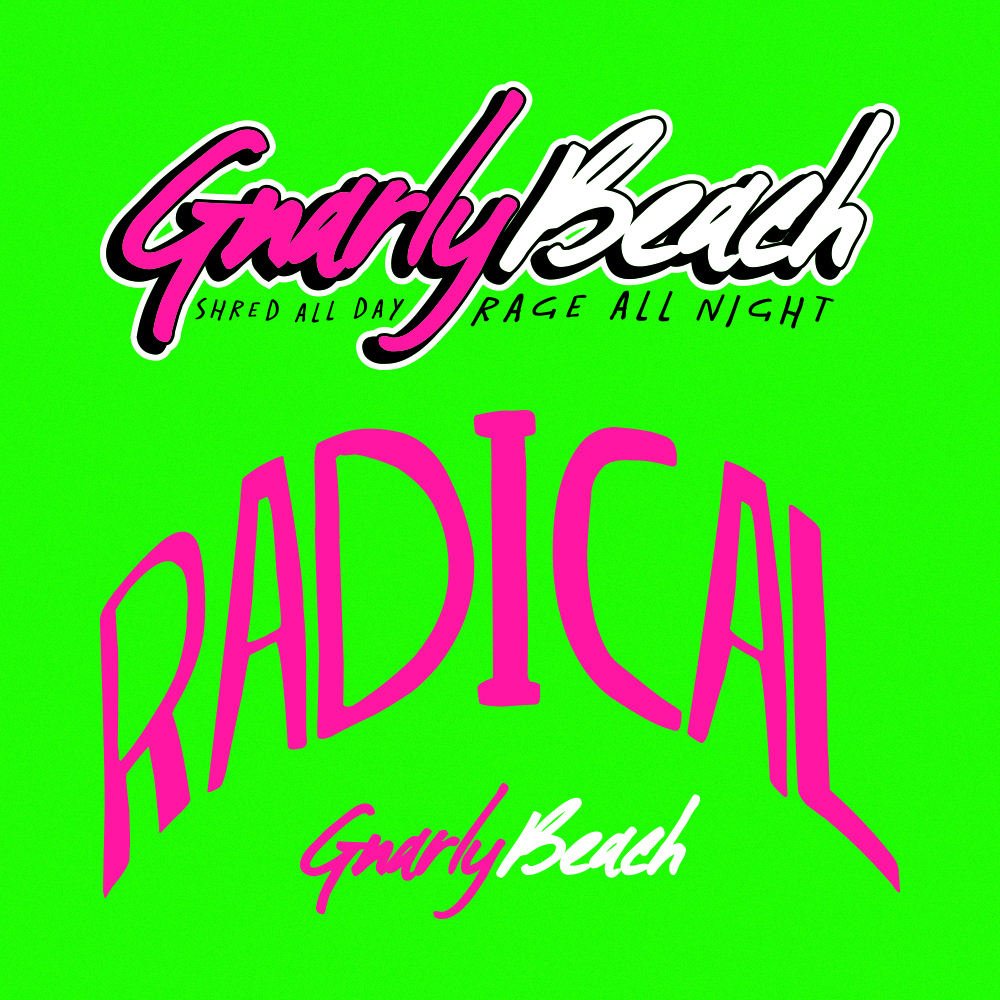 gnarly beach, lifestyle brands, fanny pack, neon, beach wear, festival clothing, party pack, beach wear, california clothing, brand mark, gnarly beach logo, radical hat,